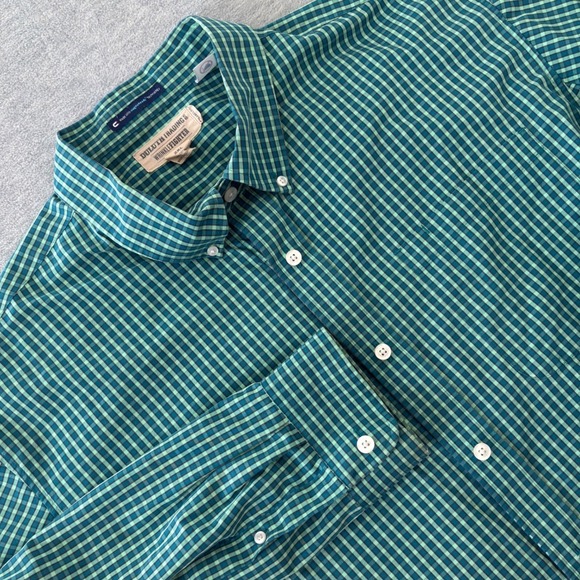 Duluth Trading Co Other - Duluth Trading Co Wrinklefighter Mens 2XL Green Gingham Button Down Shirt Cotton